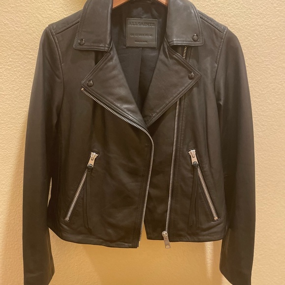 AllSAINTS BLACK LEATHER JACKET - Picture 3 of 3